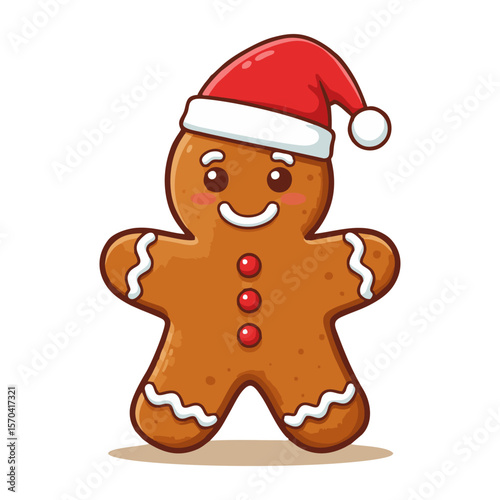 Christmas gingerbread man cookies with festive icing and holiday decorations