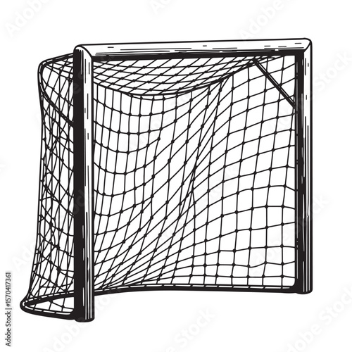 Hand drawn sketch of a soccer goal net ready for the big championship match