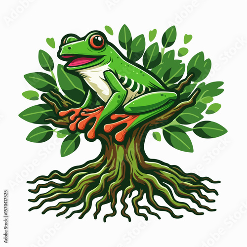 tree frog cartoon vector illustration