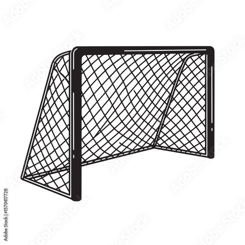 Simple vector illustration of a soccer goal with net isolated on a white background