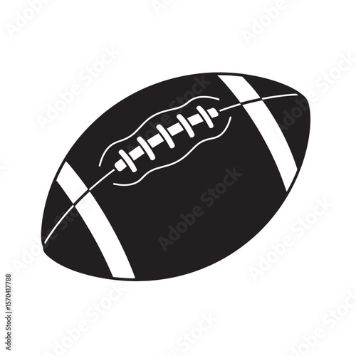 Vector illustration of a simple black and white american football on a white background