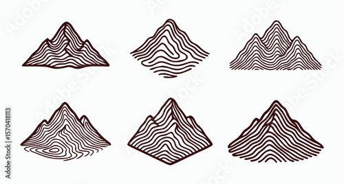Mountain Range Contour Line Art