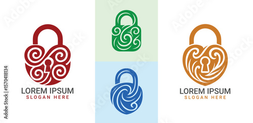 Elegant Lock Logos with Swirls