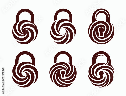 Elegant Swirl Padlock Logo set