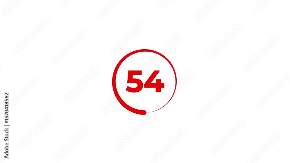 4K Countdown one minute animation from 60 to 0 seconds. Countdown timer clock number 1 minute from 0 second on background.