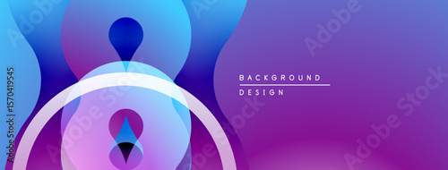 Abstract fluid shapes, vibrant purple blue gradient. Modern design, smooth curves, overlapping layers create dynamic visual effect.