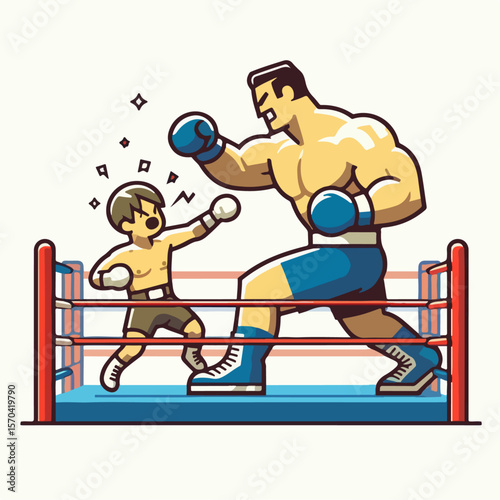 vector illustration of fighting in the ring