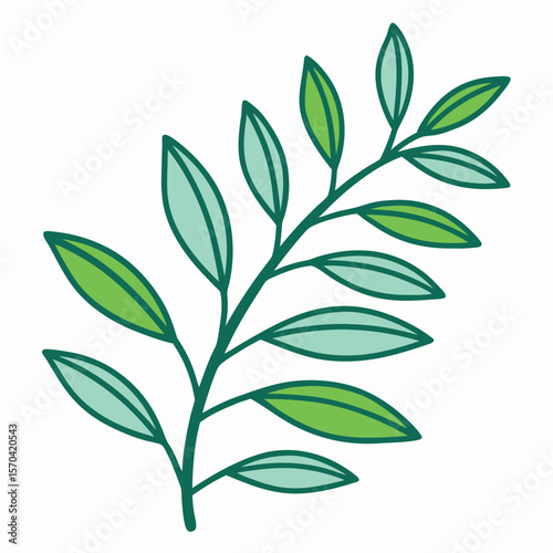 Black and White Small Plant Silhouette Isolated on White Background