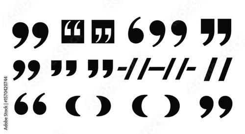 Collection of Diverse Quotation Mark Styles Typography and Punctuation Design Elements for Communication and Writing