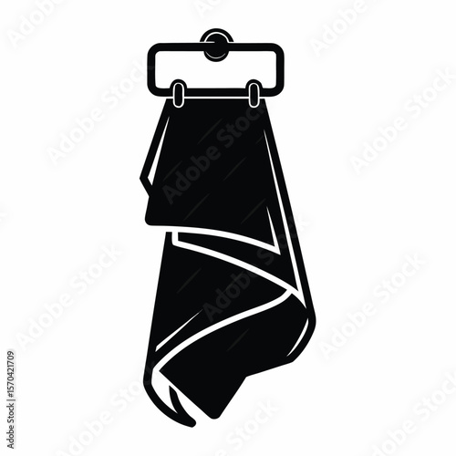 Black fabric draped over a holder cloth hanging