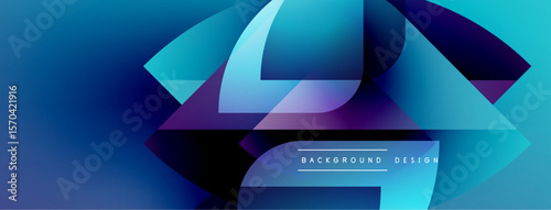 Abstract design features flowing shapes, vibrant blues, purples. Gradient colors create dynamic visual effect. Text reads background design.
