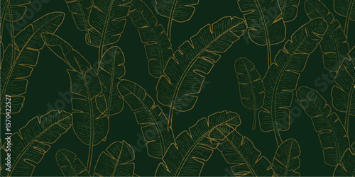 Tropical Leaves Illustration for Home Décor, Green Background, Artistic View, Modern Concept