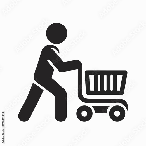 vector illustration icon pushing a cart