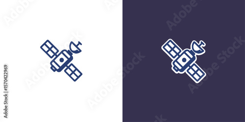 Space satellite silhouette vector logo in orbital position, generative ai