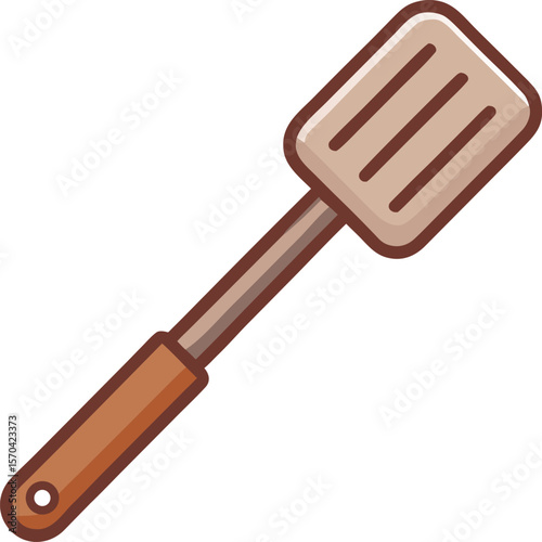 Slotted spatula kitchen utensil brown handle cooking serving