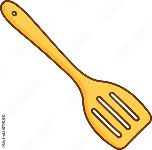 Yellow slotted spatula kitchen utensil cooking food