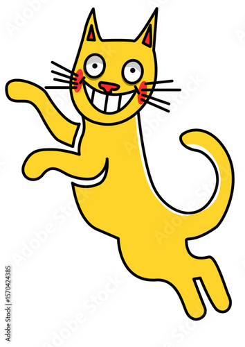 Illustration of a happy cat jumping