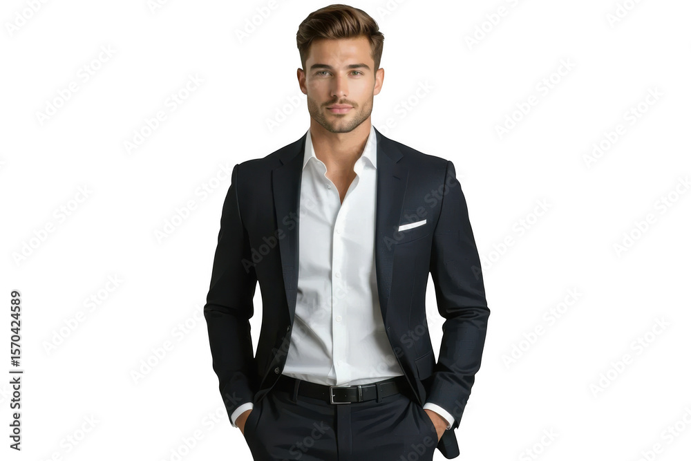 Fototapeta premium Stylish man in suit isolated on transparent background