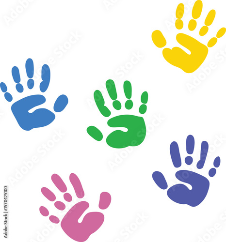 Colorful handprints vector illustration hands blue
