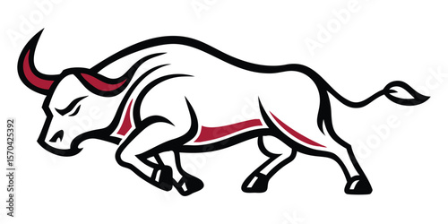 Aggressive Looking Bull Silhouette Drawing Vector Illustration Icon Clipart