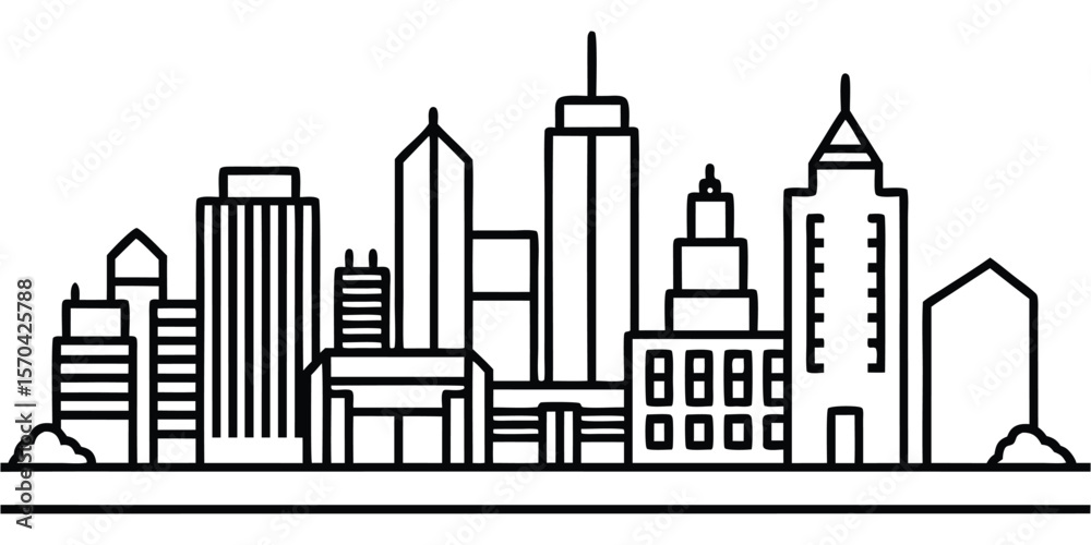 Obraz premium City Silhouette Land Scape Landscape Downto Vector Illustration Icon