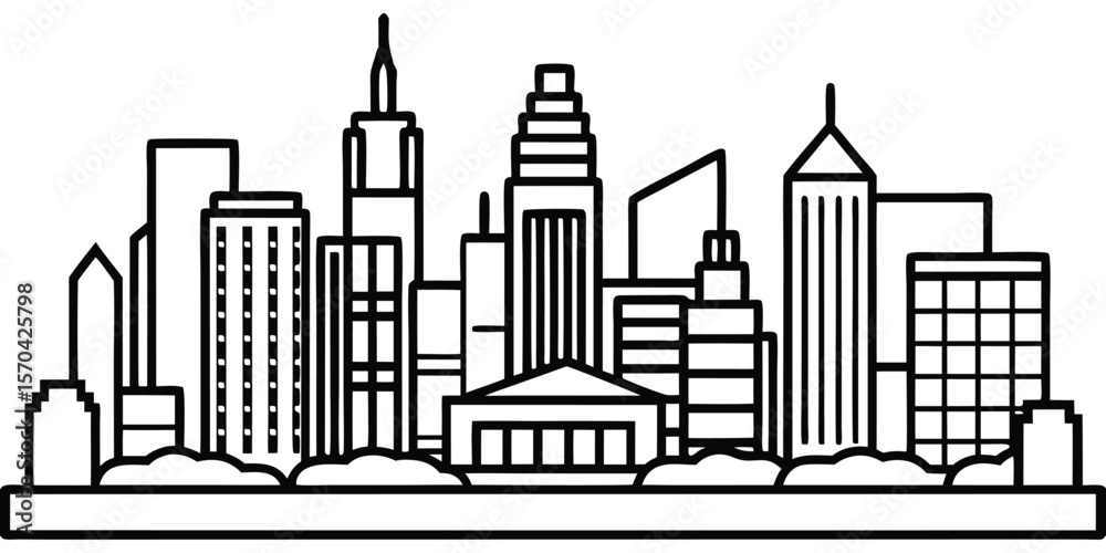 Fototapeta premium City Silhouette Land Scape Landscape Downto Vector Illustration Icon