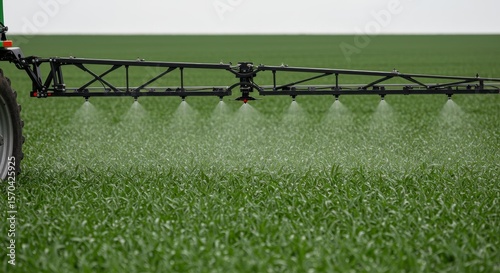Tractor Spraying Lush Green Field