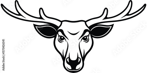Moose Head Logo Style Vector Silhouette Design Illustration Icon