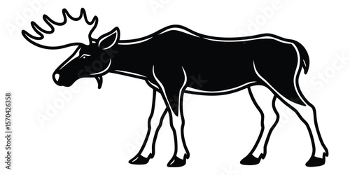 Moose Silhouette Vector Illustration White Backgro Icon Clipart Black