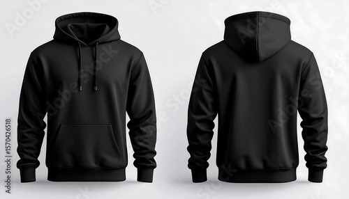 Front and back view of a black hoodie (1)