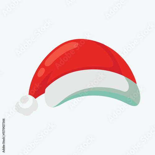 Festive red and white Santa hat with teal accents christmas holiday