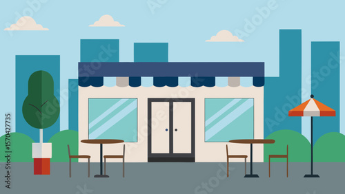 City Cafe Charming Urban Coffee Shop Illustration