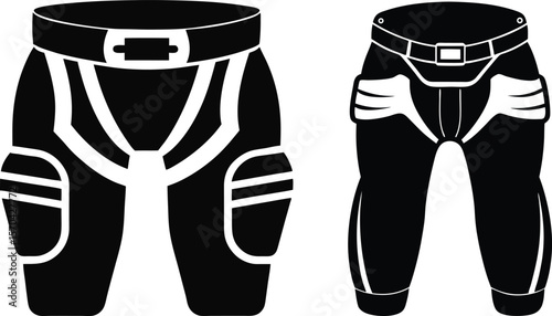 Football pants and protective hip pads athletic gear sports equipment