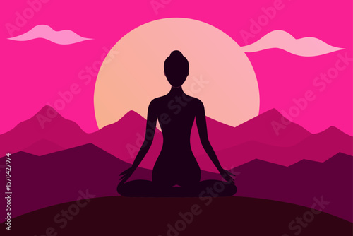 silhouette of a woman meditating