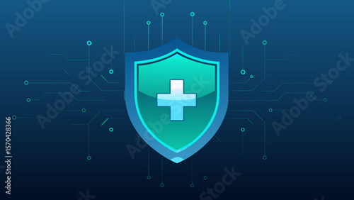 Shield and sword with a red cross symbol a web vector illustration for first aid medical design