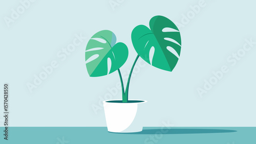 A vibrant vector illustration of a green houseplant in a white pot, perfect for showcasing nature's growth and life