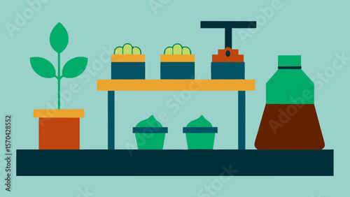 Cartoon vector set of green plant icons for business, eco, and success concepts