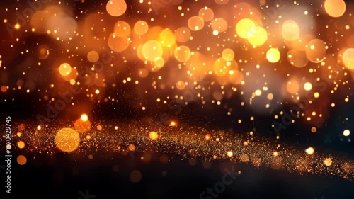 Wallpaper Mural A mesmerizing display of golden bokeh lights shimmering against a dark background, creating a festive atmosphere Torontodigital.ca