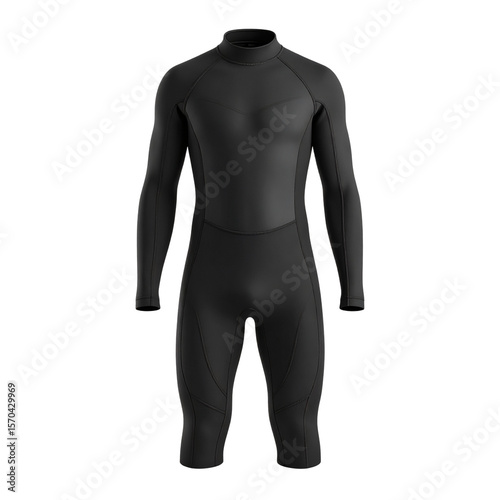 Shop black neoprene wetsuit for surfing diving and water sports online on transparent background