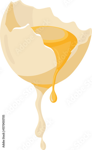 Cracked egg with dripping yolk and albumen vector