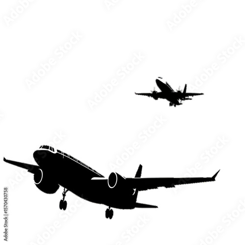 two silhuote of a airplane