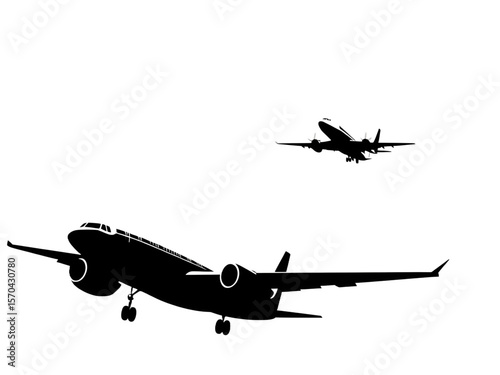 two silhuote of a airplane