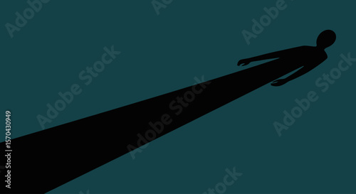 Abstract Silhouette Figure with Elongated Shadow