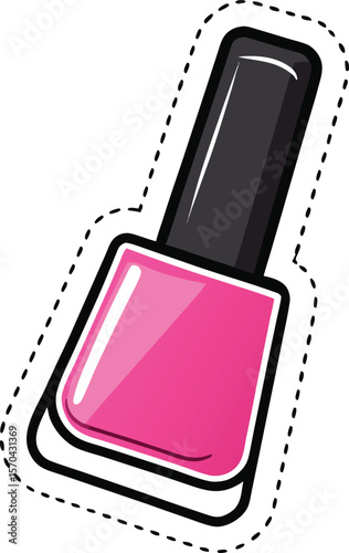 Pink nail polish bottle with black cap vector illustration