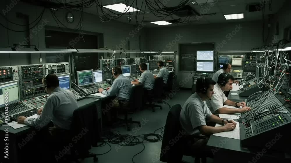 Technicians monitoring systems in a control room Technicians monitoring systems in a control room