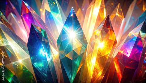 Vibrant Cluster Of Faceted Crystals