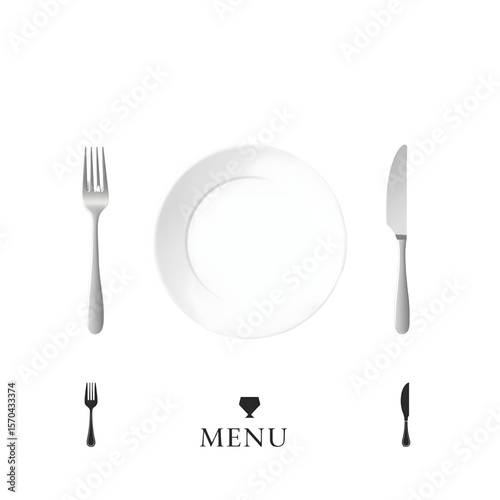 menu photo plate, knife and fork to restaurant menu, 