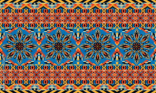 American tribal ethnic native pattern.Traditional Navajo,Aztec,Apache,Southwest and Mexican style fabric pattern.Abstract vector motifs pattern.For fabric,clothing,blanket,carpet,woven,wrap,decoration