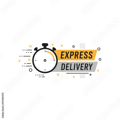 Modern graphic design promoting express delivery service with a stopwatch icon.