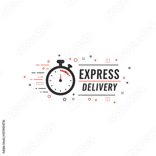 Vector graphic of a stopwatch with "Express Delivery" text, indicating fast shipping or urgent service.